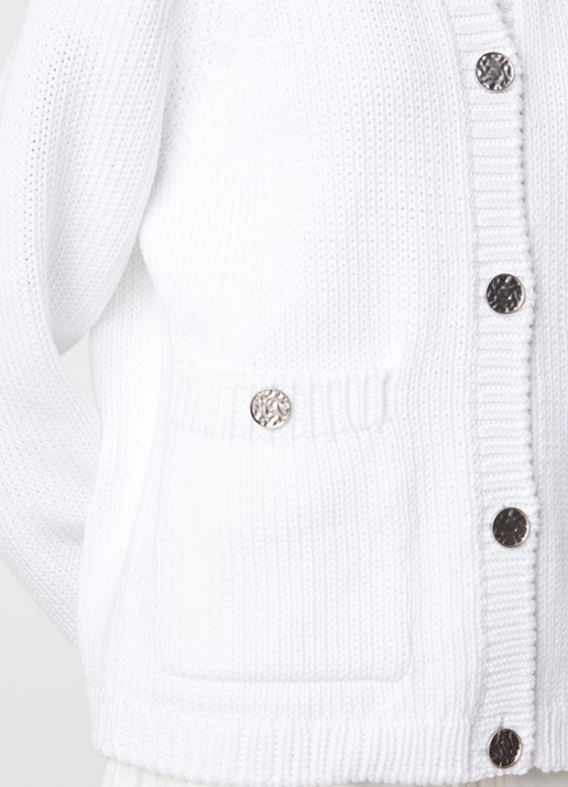TOTEME Grofgebreid vest met opgestikte zakken - detail 3 wit