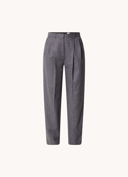 TOTEME High waist loose fit pantalon in wolblend met plooidetail