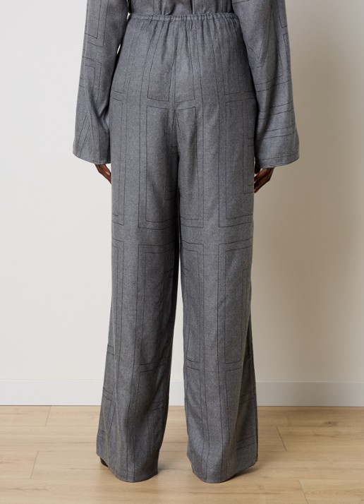 TOTEME High waist loose fit pantalon met logoborduring - achterkant 5 grijs