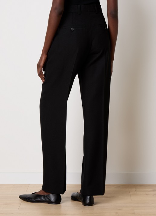 TOTEME High waist straight fit pantalon in wolblend met persplooi - achterkant 5 zwart