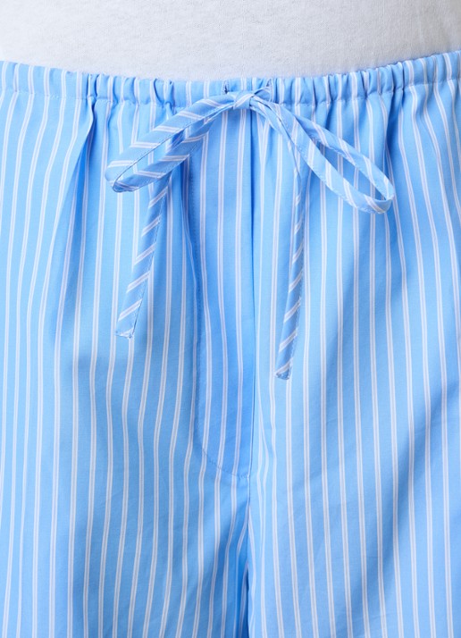 TOTEME High waist tapered fit broek met streepprint en gestrikt detail - detail 4 lichtblauw