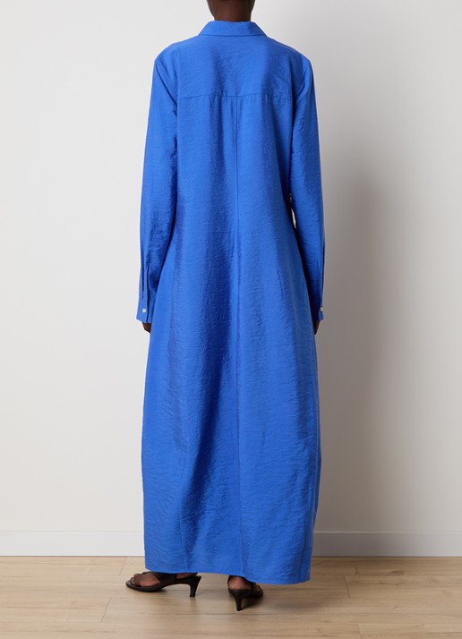 TOTEME Maxi blousejurk in zijdeblend met steekzakken - achterkant 3 kobaltblauw
