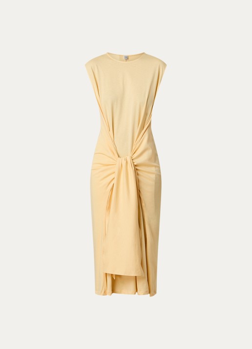 TOTEME Maxi jurk met geknoopt detail van jersey - voorkant 4 gebroken wit