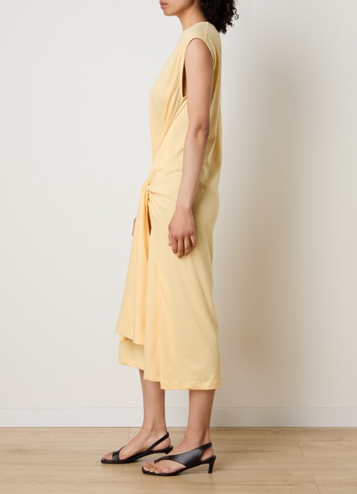 TOTEME Maxi jurk met geknoopt detail van jersey - voorkant 5 gebroken wit