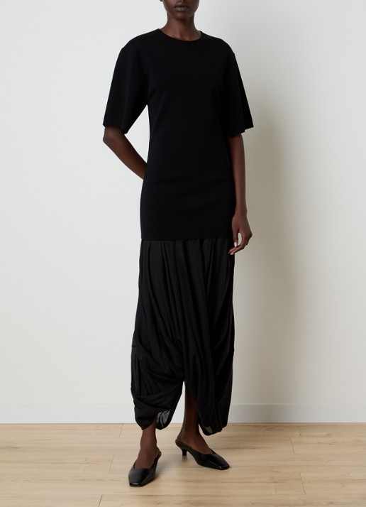 TOTEME Maxi jurk met plooidetail - detail 3 zwart