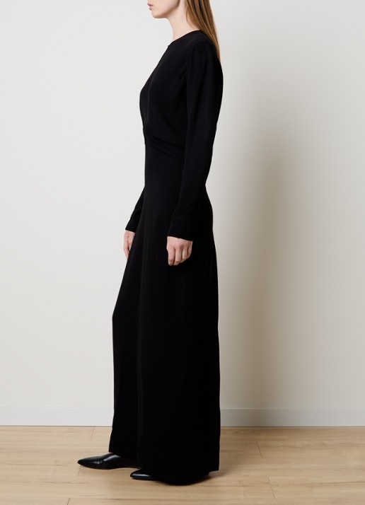 TOTEME Maxi jurk met ronde hals - voorkant 2 zwart