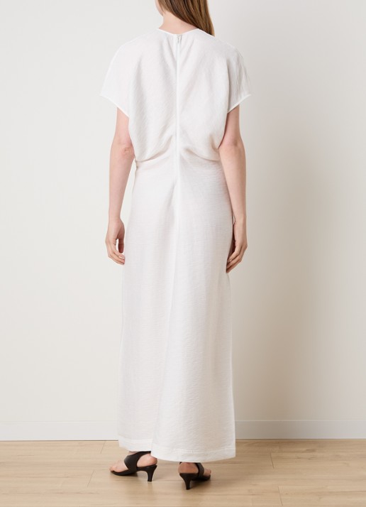 TOTEME Maxi jurk met structuur en gedrapeerd detail - achterkant gebroken wit