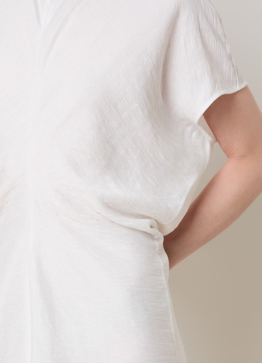 TOTEME Maxi jurk met structuur en gedrapeerd detail - detail 5 gebroken wit
