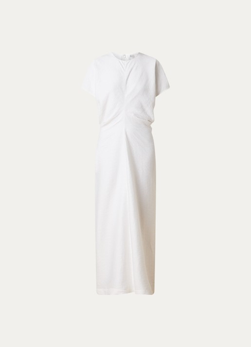 TOTEME Maxi jurk met structuur en gedrapeerd detail - voorkant 2 gebroken wit