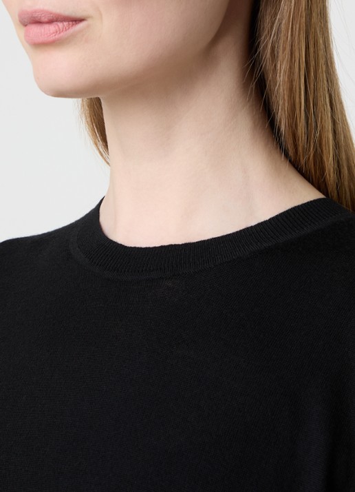 TOTEME Maxi jurk van wol met ribstructuur - detail 5 zwart