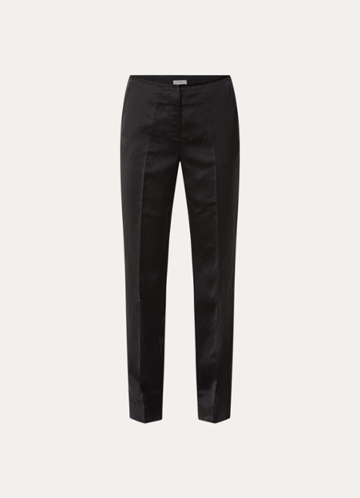 TOTEME Mid waist straight fit pantalon in linnenblend - voorkant 4 zwart