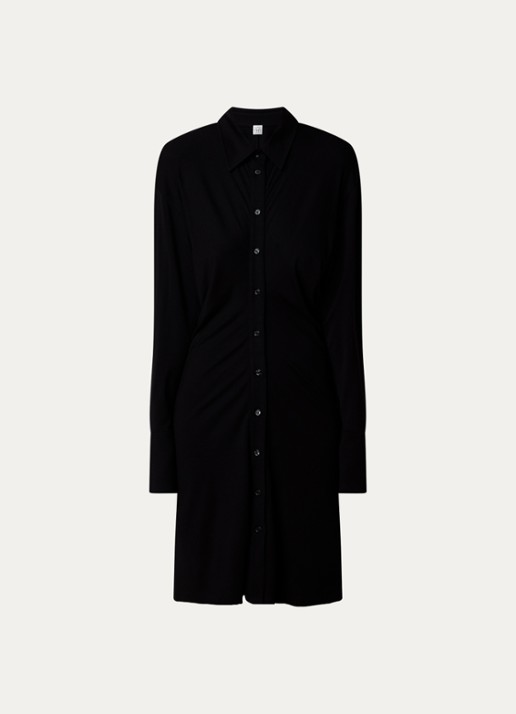 TOTEME Midi blousejurk van jersey - voorkant zwart