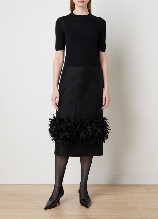 TOTEME Midi rok in zijdeblend met franjes - voorkant 5 zwart