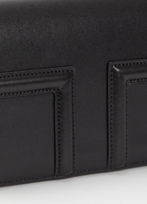 TOTEME Mini T-flap handtas van leer - detail 4 zwart