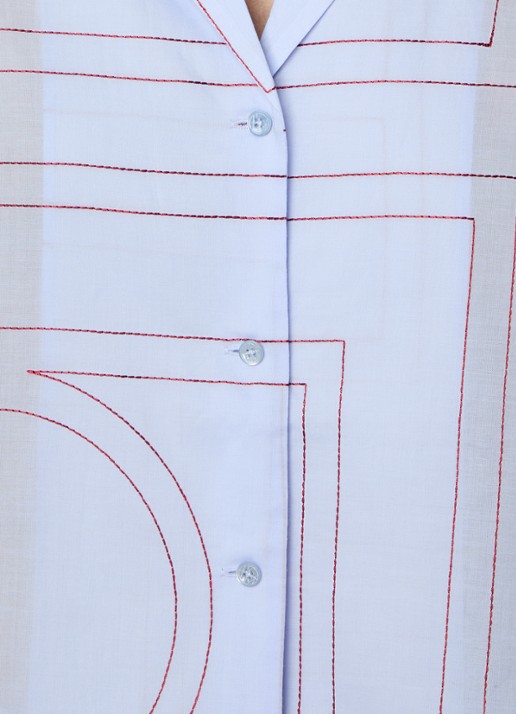 TOTEME Monogram blouse met logoborduring - detail 5 lichtblauw