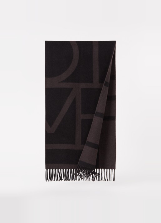 TOTEME Monogram sjaal van wol 200 x 50 cm - voorkant 2 antraciet
