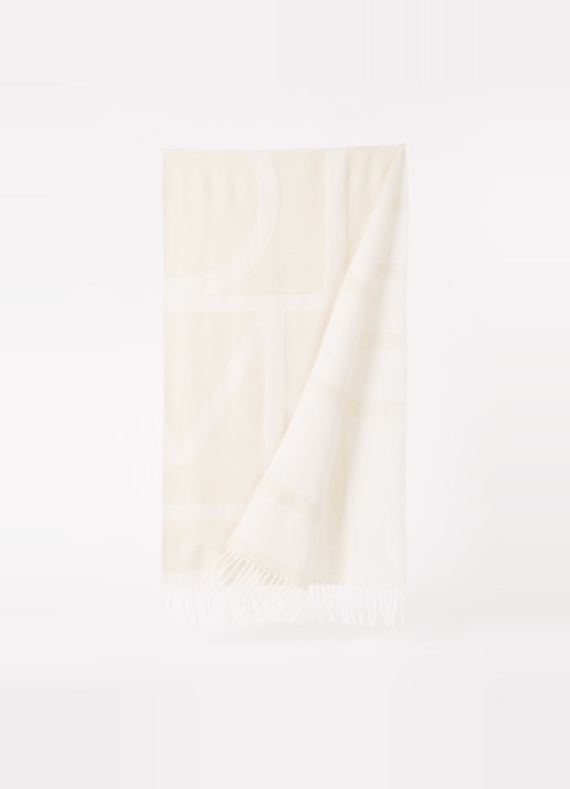 TOTEME Monogram sjaal van wol 200 x 50 cm - voorkant 2 ivoor