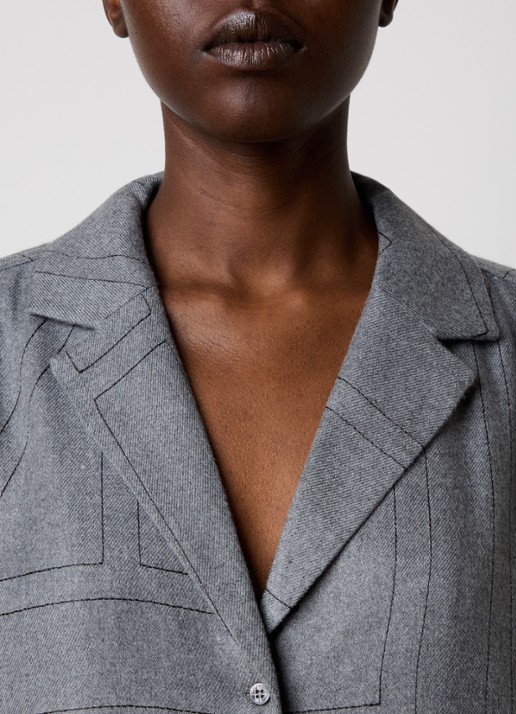 TOTEME Oversized blouse met logoborduring - detail 4 grijs