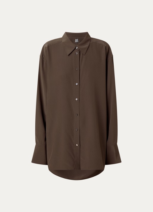 TOTEME Oversized blouse van zijde - voorkant 4 bruin