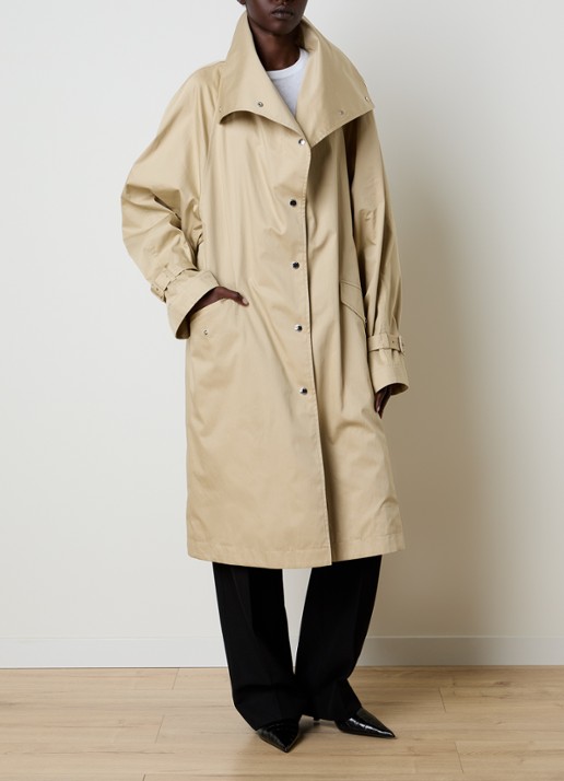 TOTEME Oversized trenchcoat met klepzakken en opstaande kraag - detail 4 beige