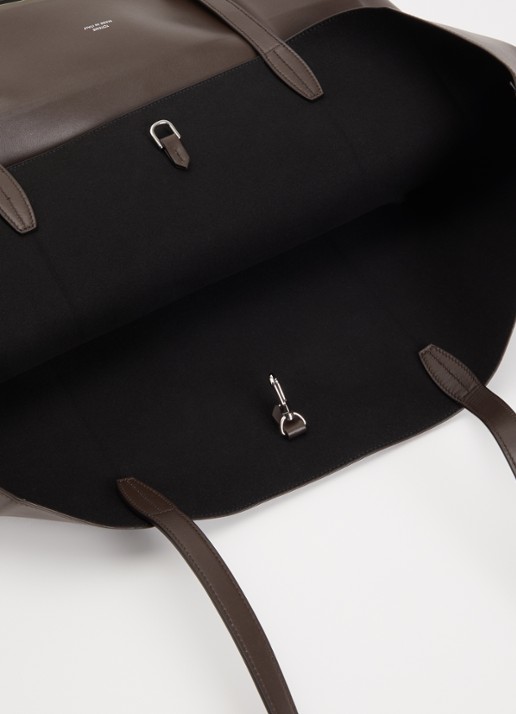 TOTEME Roam shopper van leer - detail donkerbruin