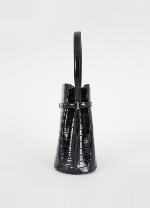 TOTEME Schoudertas van leer met crocostructuur - detail 3 zwart