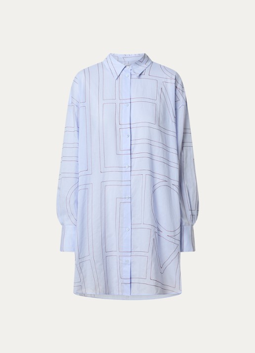 TOTEME Semi-transparante longline blouse  - voorkant 4 lichtblauw