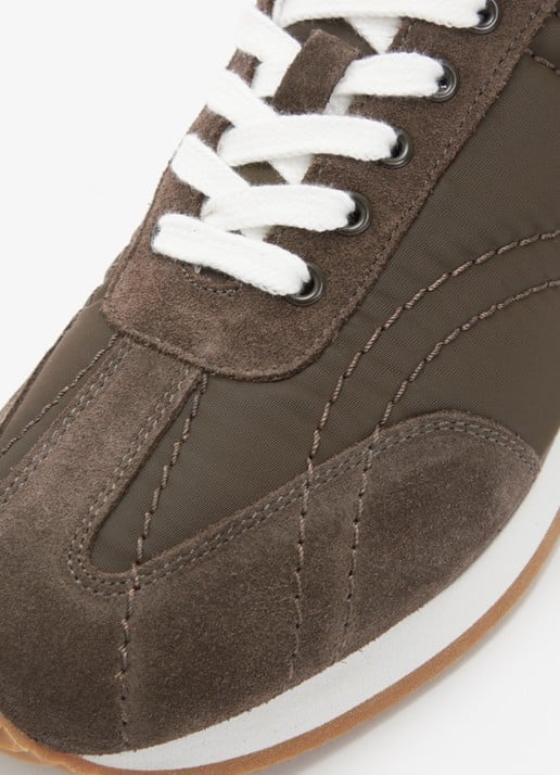 TOTEME Sport sneaker met details van suède - detail 5 olijfgroen