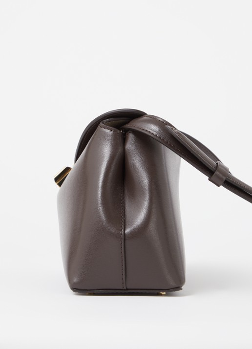 TOTEME T-Lock clutch van leer met afneembare schouderriem - detail 3 donkerbruin