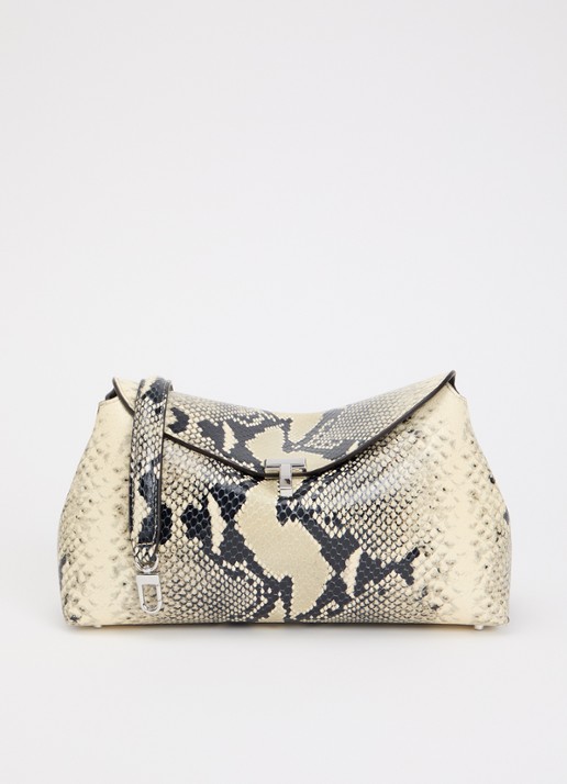 TOTEME T-lock clutch van leer met slangenstructuur