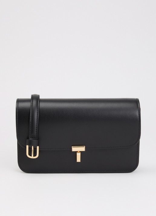 TOTEME T-Lock crossbodytas van leer  - voorkant 5 zwart