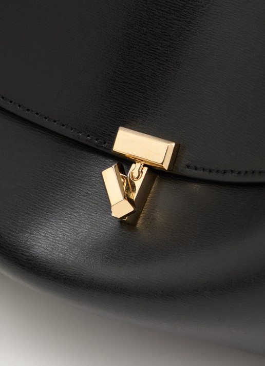 TOTEME T-Lock handtas van leer met afneembare schouderriem - detail 4 zwart