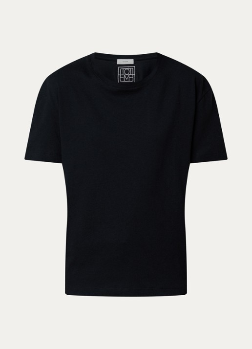 TOTEME T-shirt met ronde hals - voorkant 3 zwart