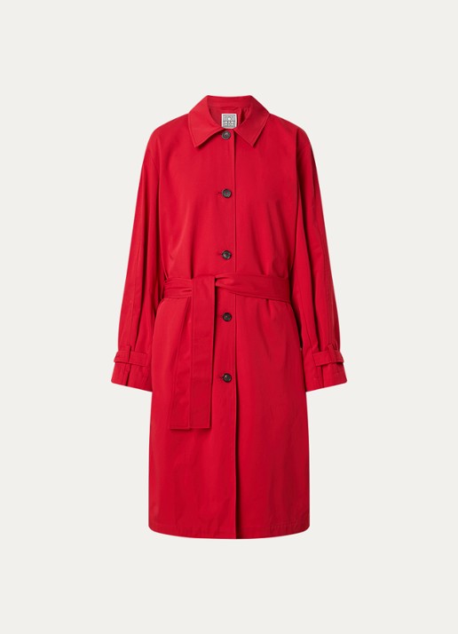 TOTEME Trenchcoat met steekzakken en strikceintuur - voorkant 5 rood