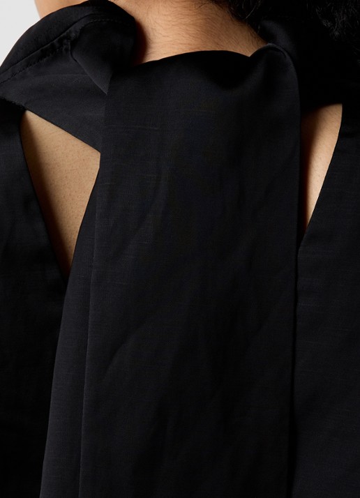 TOTEME Tuniek in linnenblend met sjaalkraag - detail 5 zwart