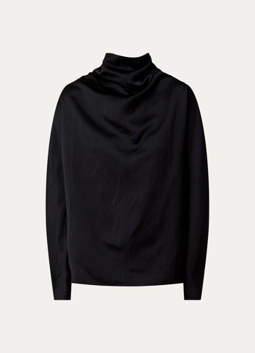 TOTEME Tuniek in linnenblend met sjaalkraag - voorkant 2 zwart