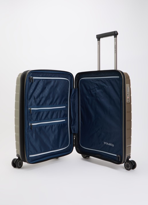 Travelite Air Base S vergrootbare spinner 55 cm - voorkant 2 donkerbeige