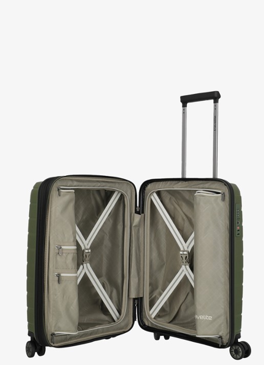 Travelite Air Base S vergrootbare spinner 55 cm - voorkant 2 legergroen
