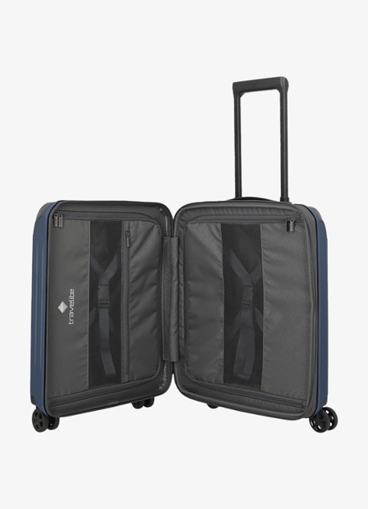 Travelite Dynamiic S vergrootbare spinner 55 cm - voorkant 2 donkerblauw