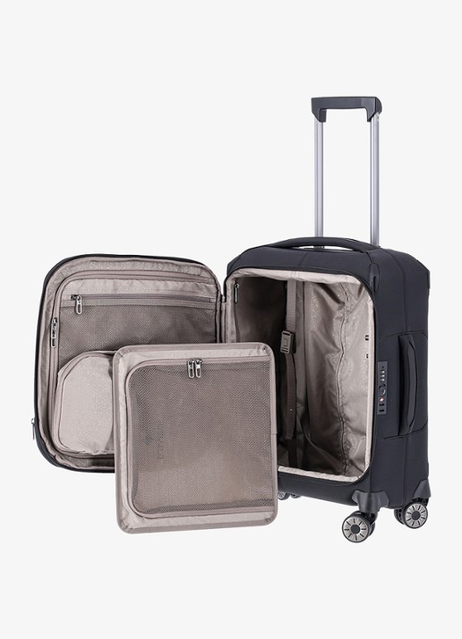Travelite Priima vergrootbare spinner 55 cm - voorkant 8 zwart