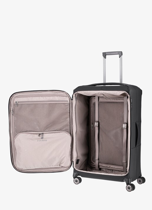 Travelite Priima vergrootbare spinner L 79 cm - voorkant 2 zwart