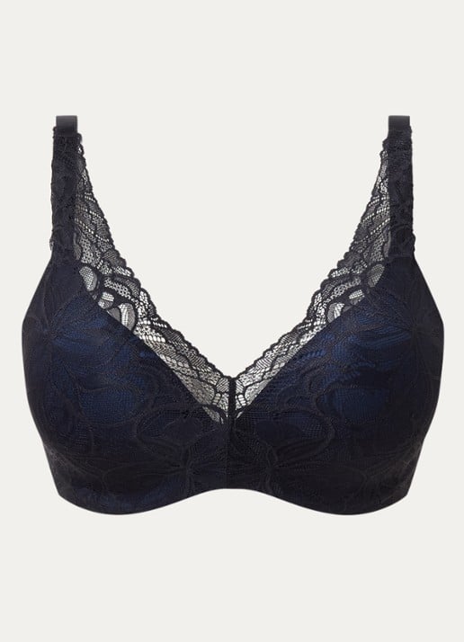 Triumph Body Make-Up Illusion voorgevormde bh met overlay van kant - voorkant 4 donkerblauw