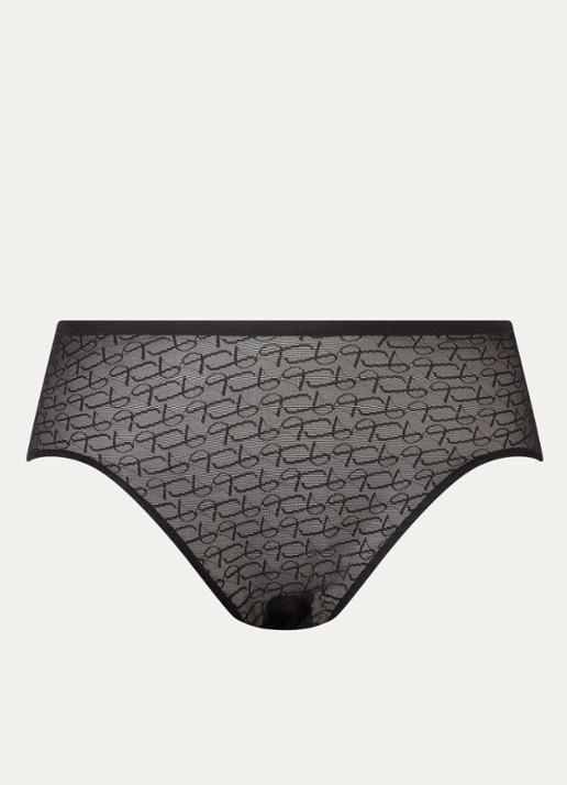 Triumph Signature Sheer hipster van mesh met logoprint - voorkant 2 zwart