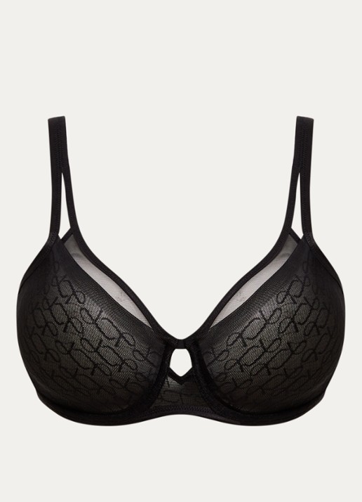 Triumph Signature Sheer minimizer beugel bh van mesh met print - voorkant zwart