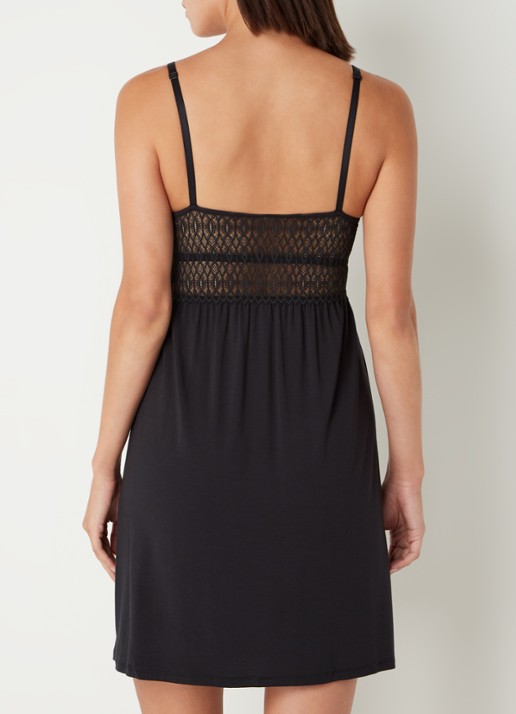 Triumph Slipdress met V-hals en kant  - achterkant 2 zwart