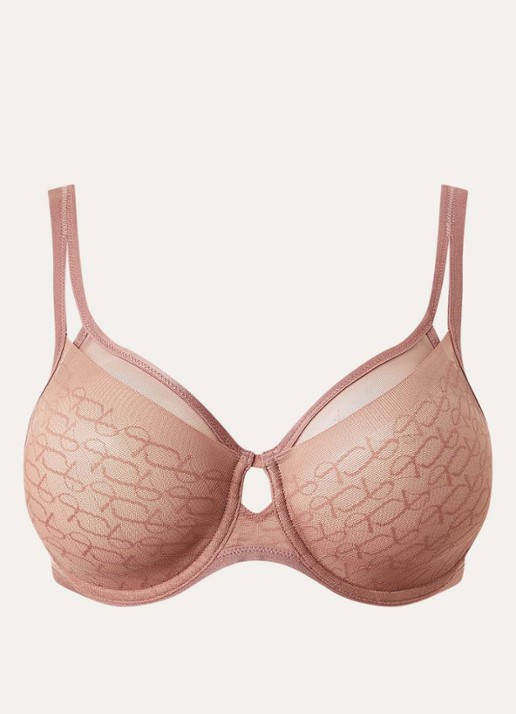 Triumph Triumph Signature beugel bh van mesh met overlay logoprint - voorkant roestbruin