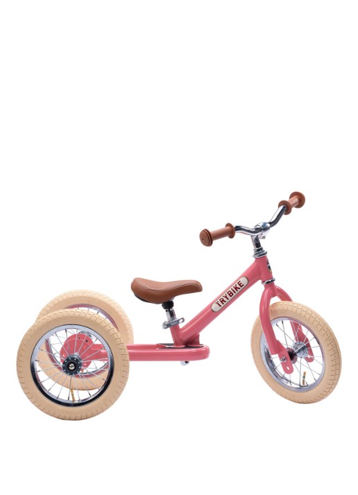 Trybike 2-in-1 loopfiets van staal - voorkant roze