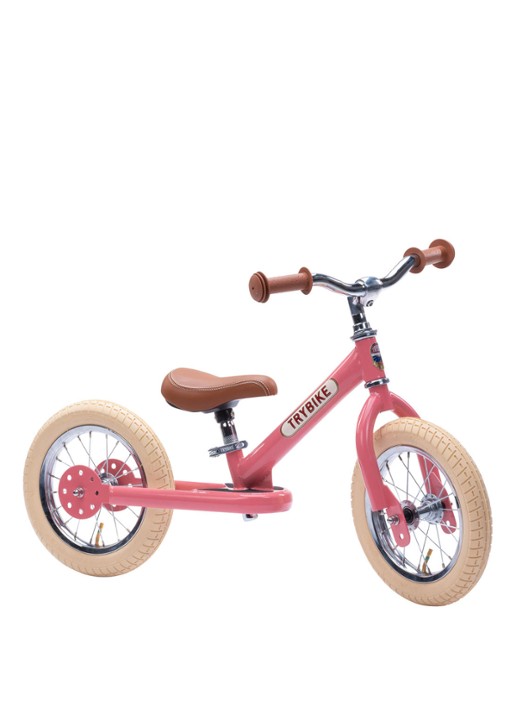 Trybike 2-in-1 loopfiets van staal - voorkant 2 roze