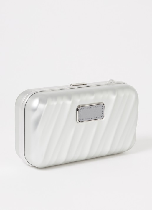 TUMI 19 Degree Aluminium clutch met afneembare schouderriem - achterkant 2 zilver