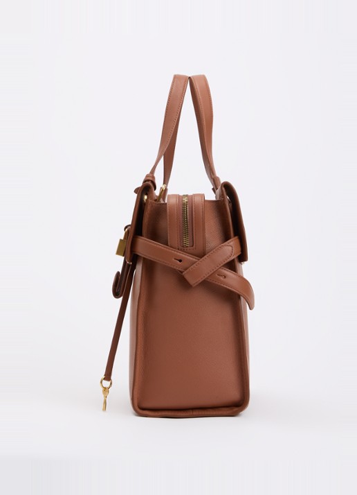 TUMI Agent Medium businesstas van leer met 13 inch laptopvak - unisex - detail 6 cognac
